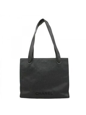 Chanel Shoulder Bag Caviar Leather Black Gold